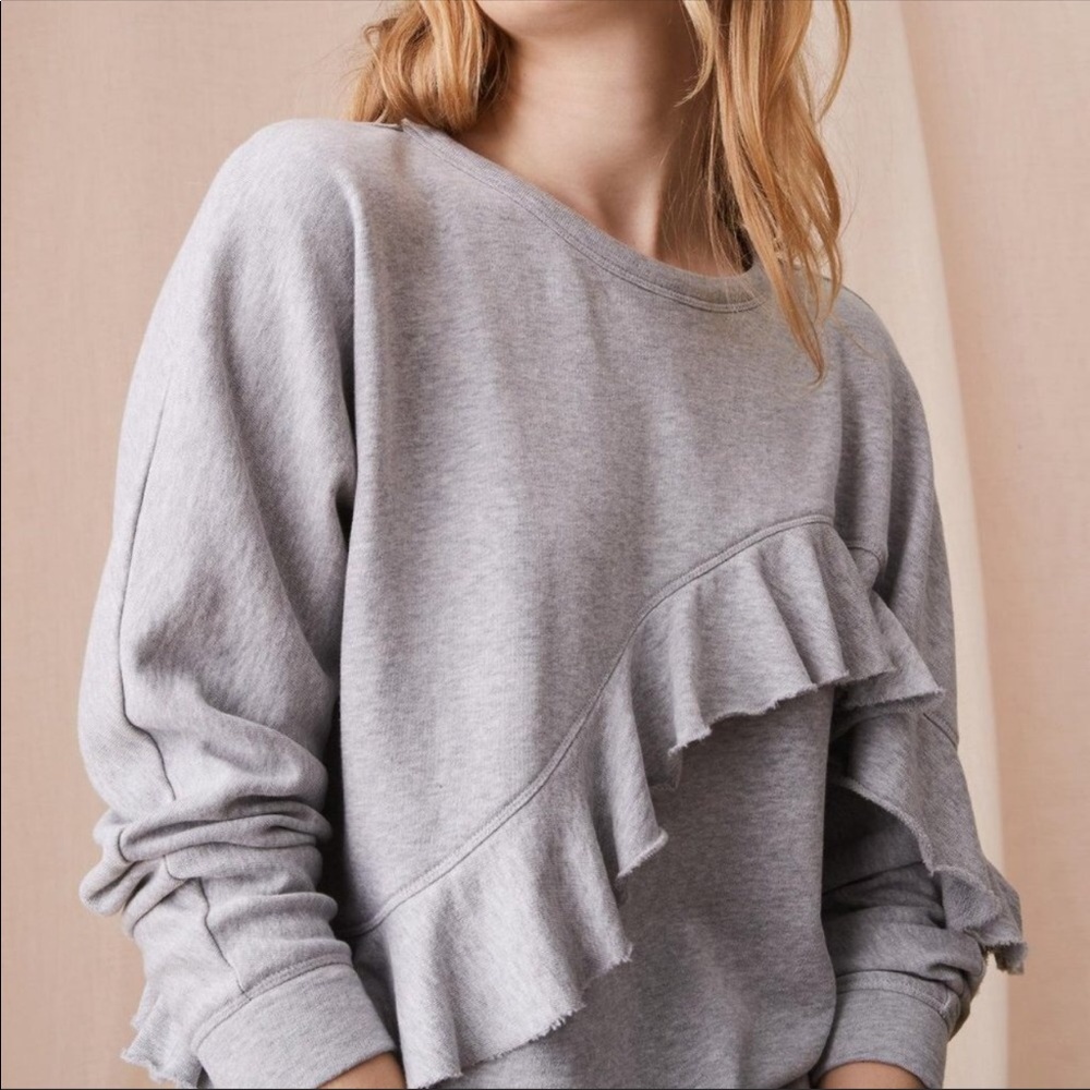 Nwt Lou & grey heather gray ruffle sweatshirt l